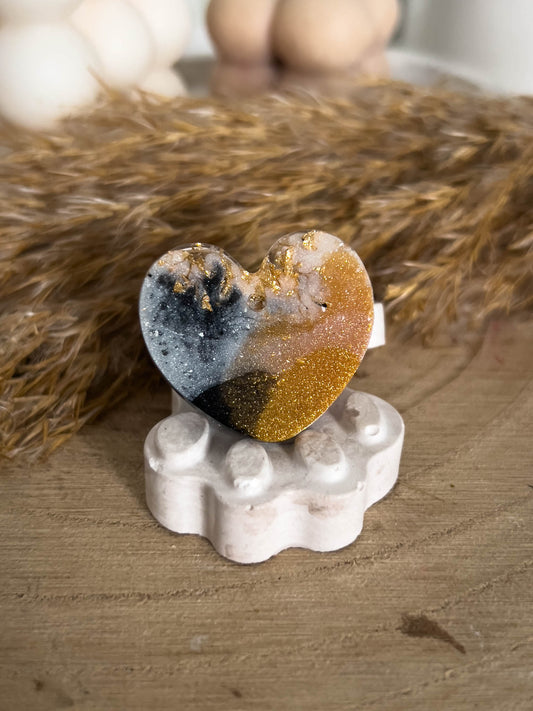 Herz Form Hundemarke Schwarz Gold 1