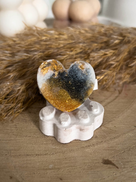 Herz Form Hundemarke Schwarz Gold 2