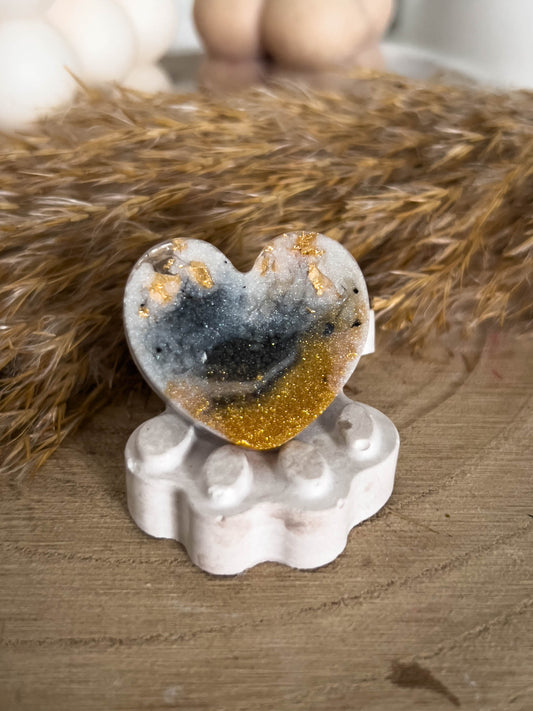 Herz Form Hundemarke Schwarz Gold 4